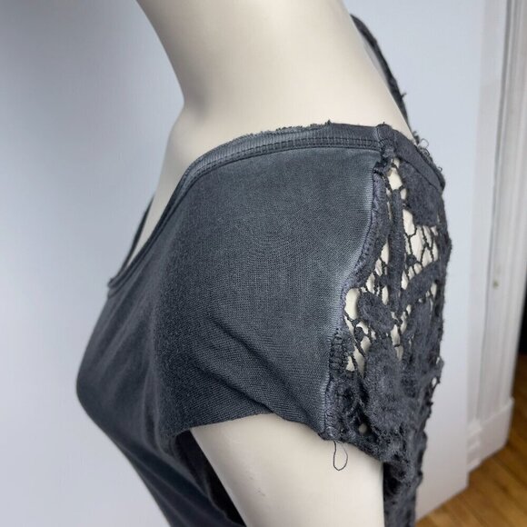 RUDSAK Sheer Back Lace Boho Beach Luxury Maxi Cover up Dress Charcoal sz XS - S - Picture 6 of 14